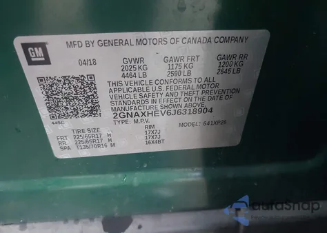 2018 Chevrolet Equinox Ls z USA, uszkodzony, nr VIN 2GNAXHEV6J6318904